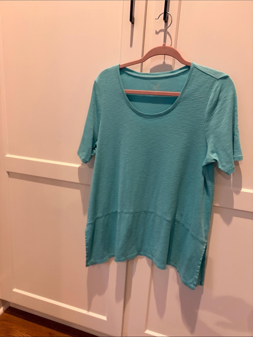 J Jill Women’s Aqua Short Sleeve Scoop Neck Top 100% Pima Cotton